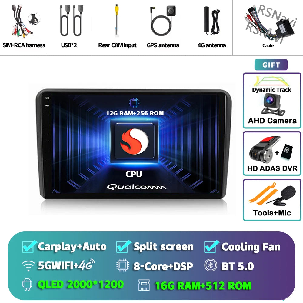 In-Dash Android Auto CarPlay GPS Navigation for Audi A3 2003-2013 - image 19