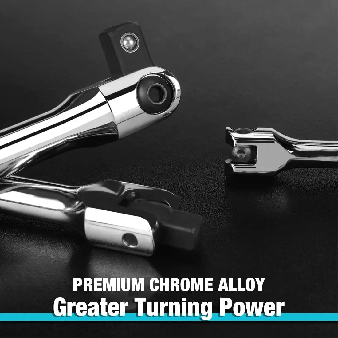 1/2'' 10/15/18inch Drive Breaker Bar Wrench Socket Extension 180-Degree Cr-V Flex Head and Engraved Non-slip Handle Repair Tools