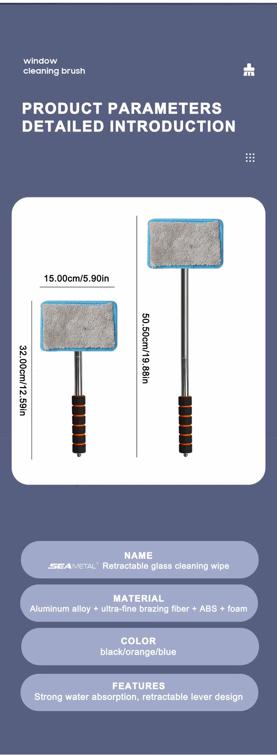 Extendable Microfiber Windshield Cleaning Brush