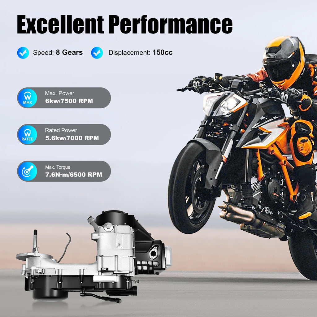 150cc GY6 Long Case Scooter Engine with CVT and Electric Start