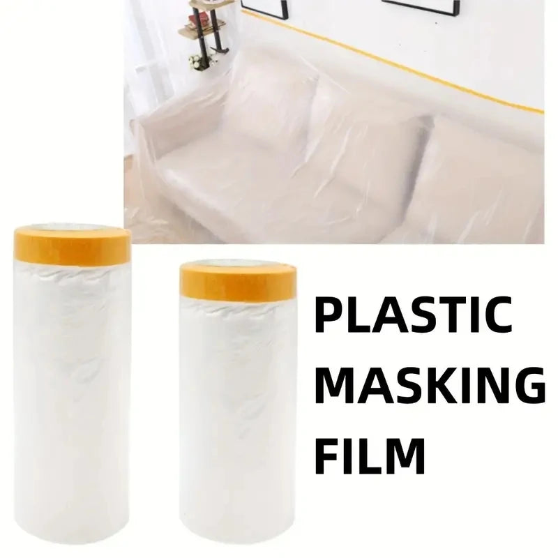 Pre-Taped Masking Film Protection PE Covering Cloth Tape for Living Room Furniture Dust-proof Spray Paint Automobile Painting