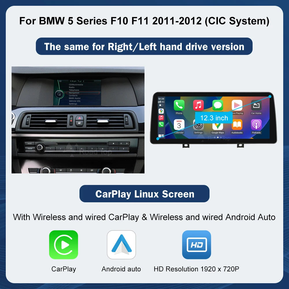 12.3" Touch Screen for BMW 5 Series F10/F11 CarPlay Android Auto - image 10