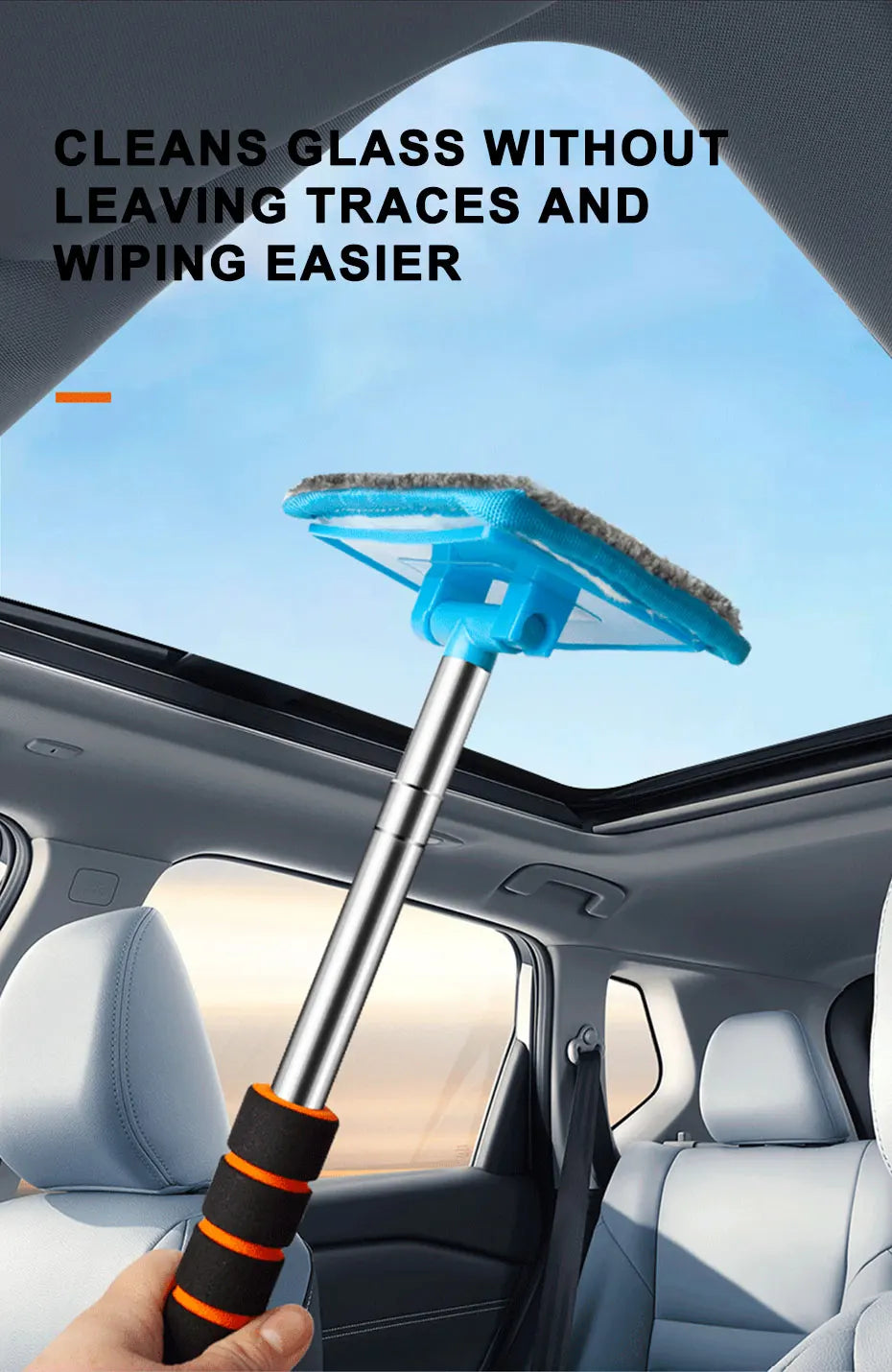 Telescopic Windshield Defogging and Glass Cleaning Brush