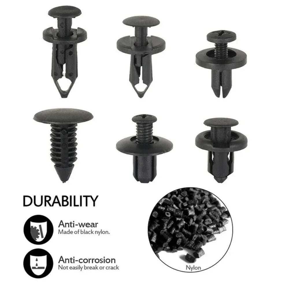 190-Piece Car Fastener Set - ABS Push Rivets, 6 Sizes - image 2