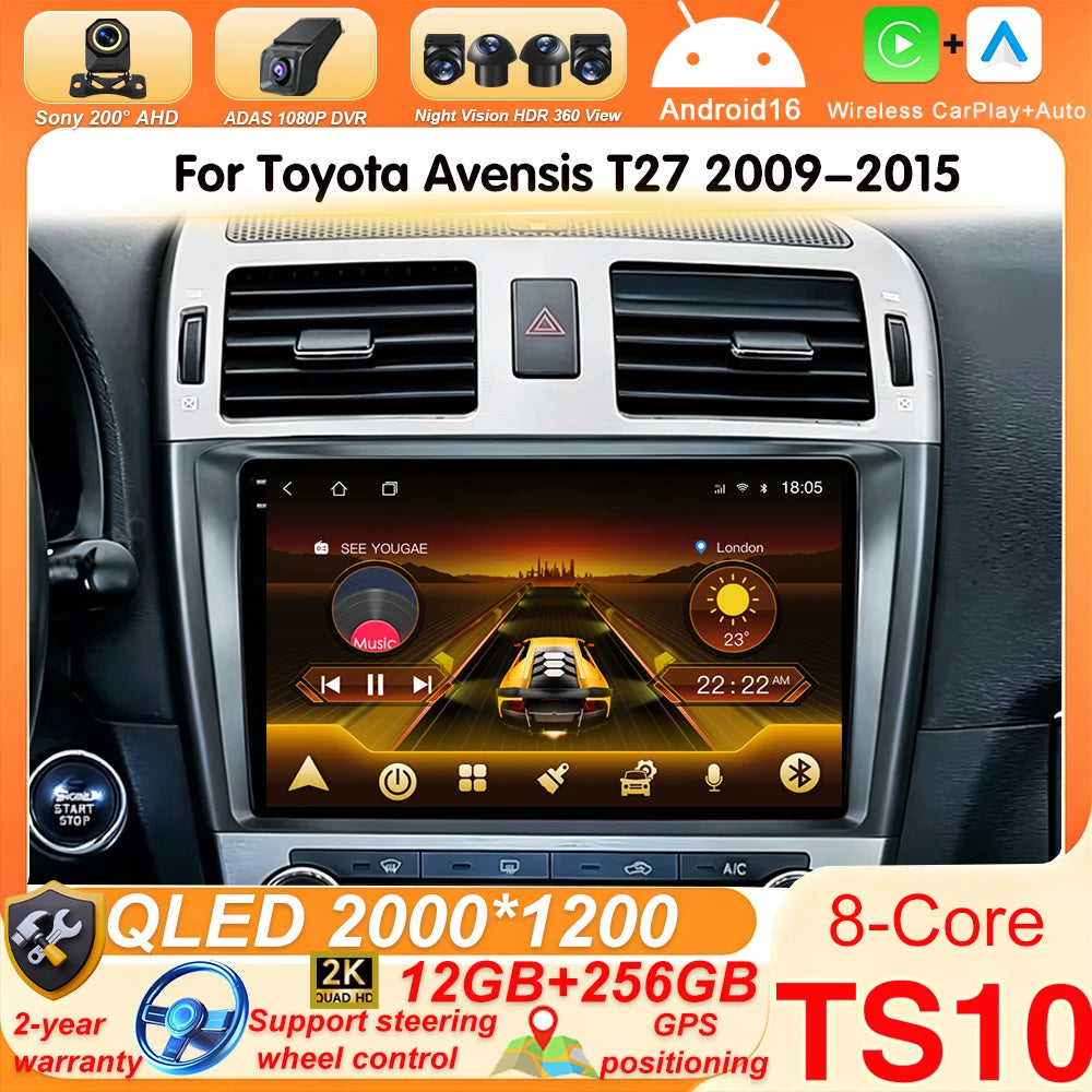 Toyota Avensis T27 9 Inch Android Car Stereo Wireless CarPlay