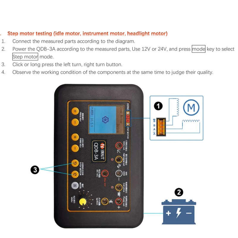 QDB-3A 2A Car Ignition Coil Tester Tool Injector Solenoid Valve Idling Stepper Motor Instrument Fault Detector Drive Simulator