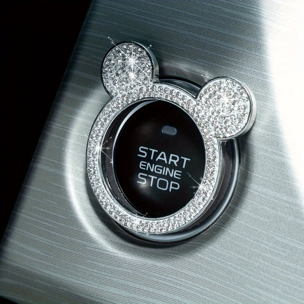 Teddy Bear Rhinestone Start Button Ring Sticker for Car Interior - view 6