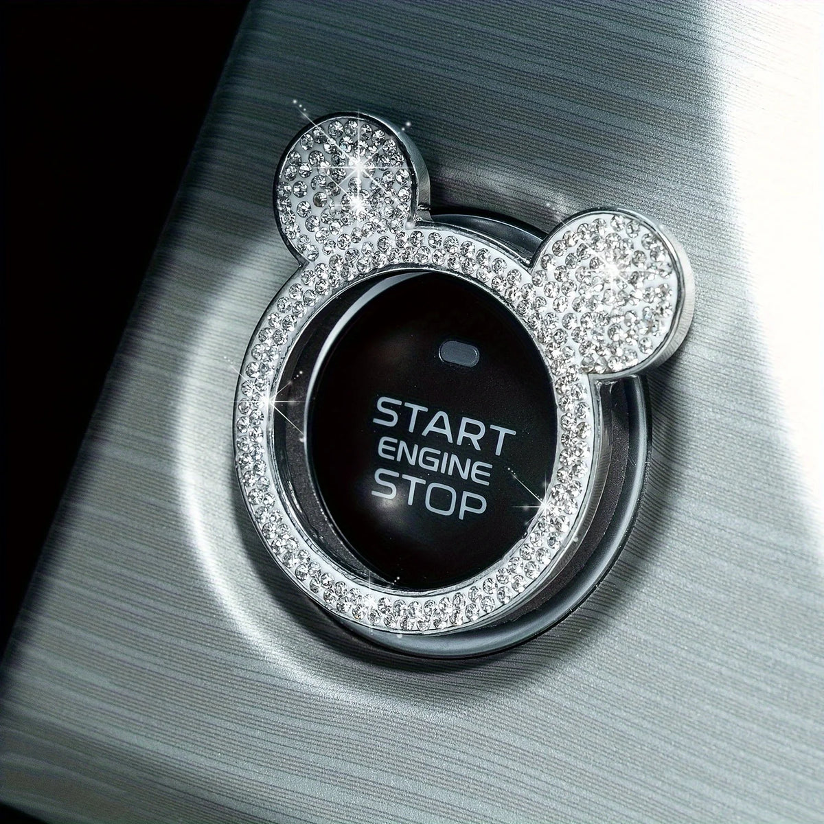 Teddy Bear Rhinestone Start Button Ring Sticker for Car Interior - view 6