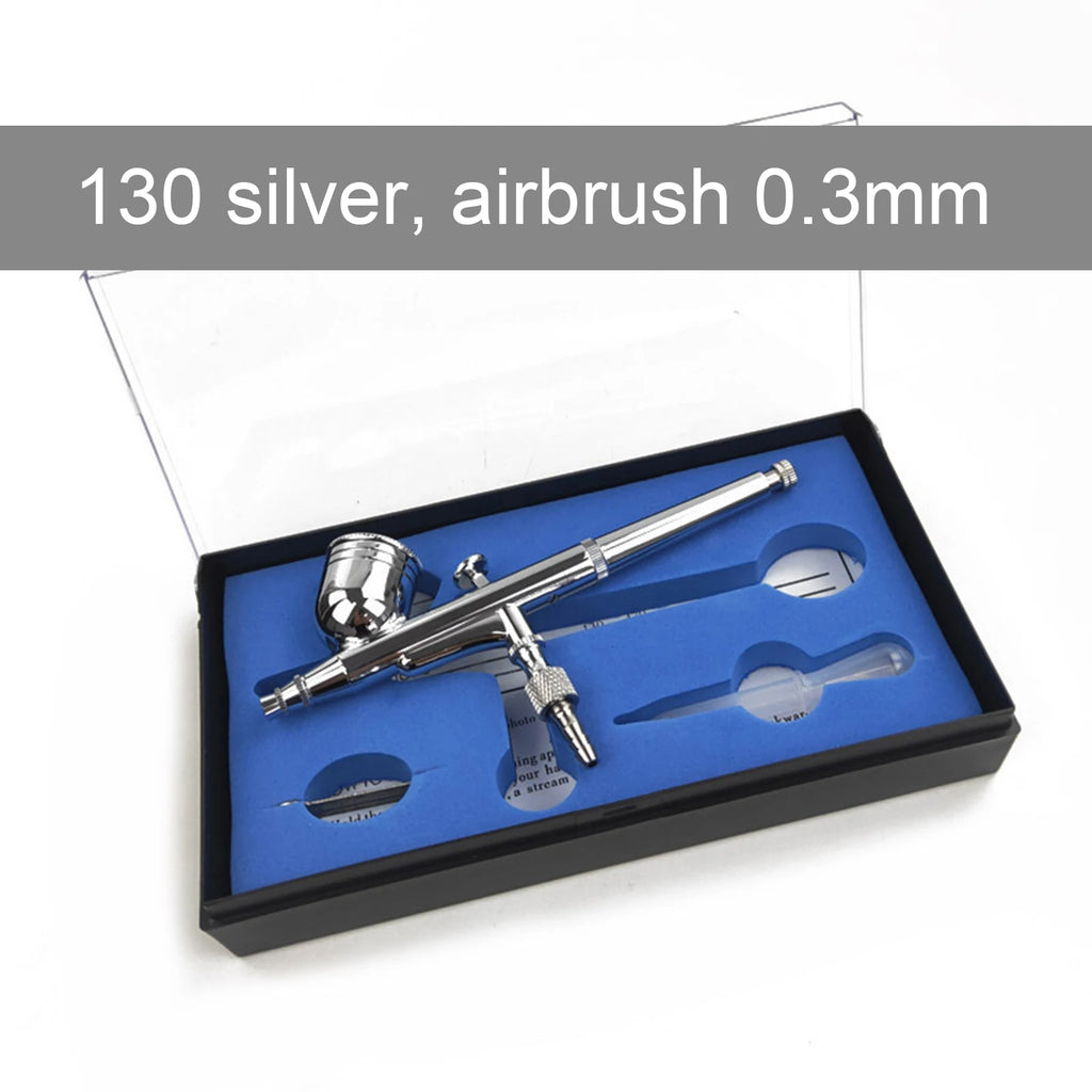 Dual-action Airbrush Kit Set Gravity Feed Spray Gun for Nail Airbrush Model Makeup Painting 0.3mm 0.5mm