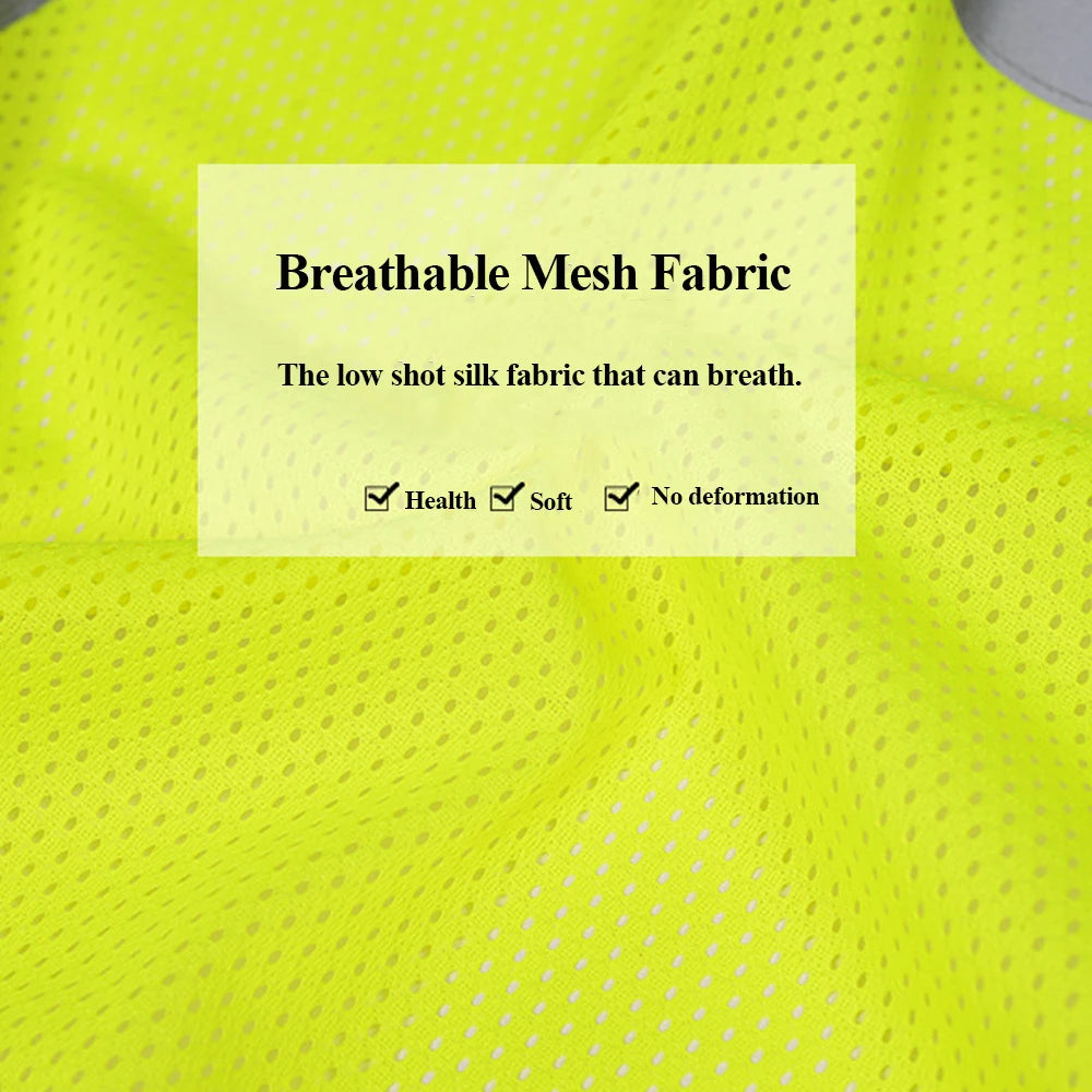 Hi Vis Workwear Men's Work Vest with Mesh Fabric Summer Breathable Multi Pockets Construction Industrial Safety Clothing