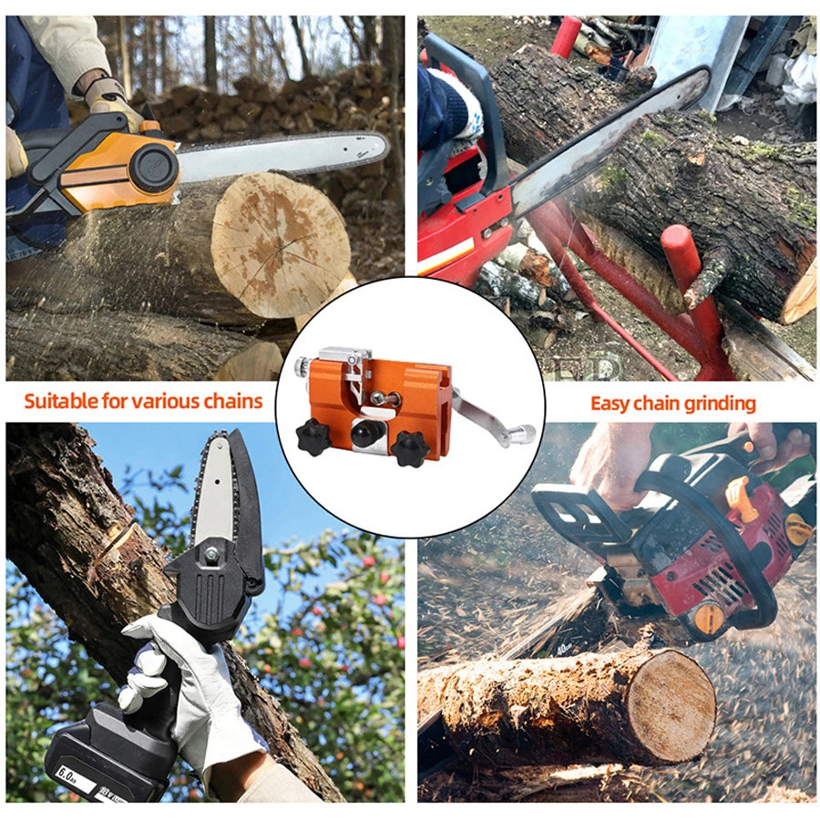 Portable Hand-Crank Chainsaw Sharpener with 4 Carbide Heads - image 3