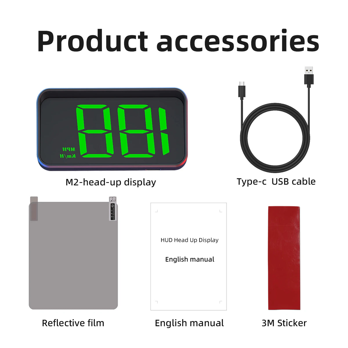 M2 GPS Head-Up Display Digital Speedometer, Universal Windshield HUD