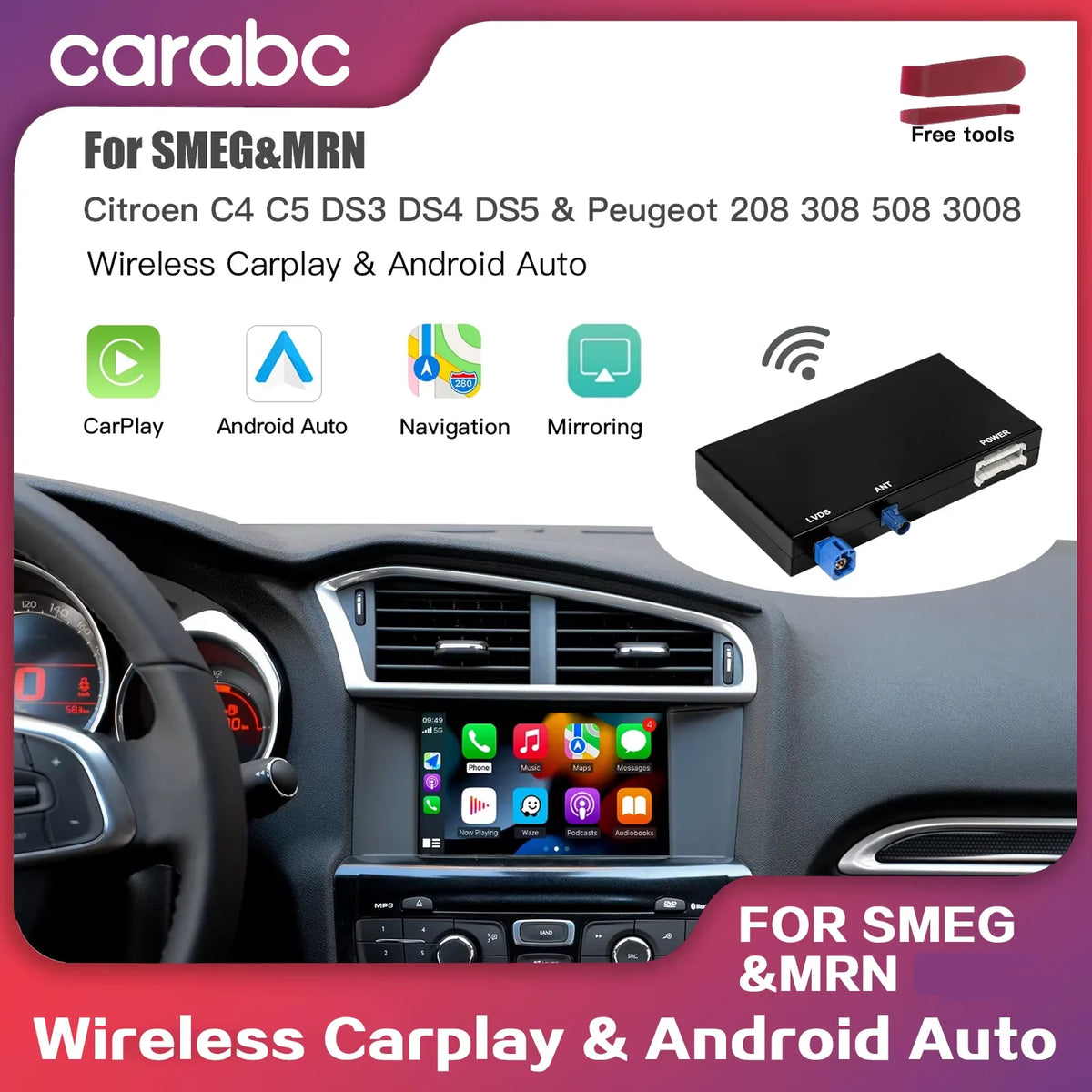 Wireless CarPlay & Android Auto Module for Peugeot & Citroen