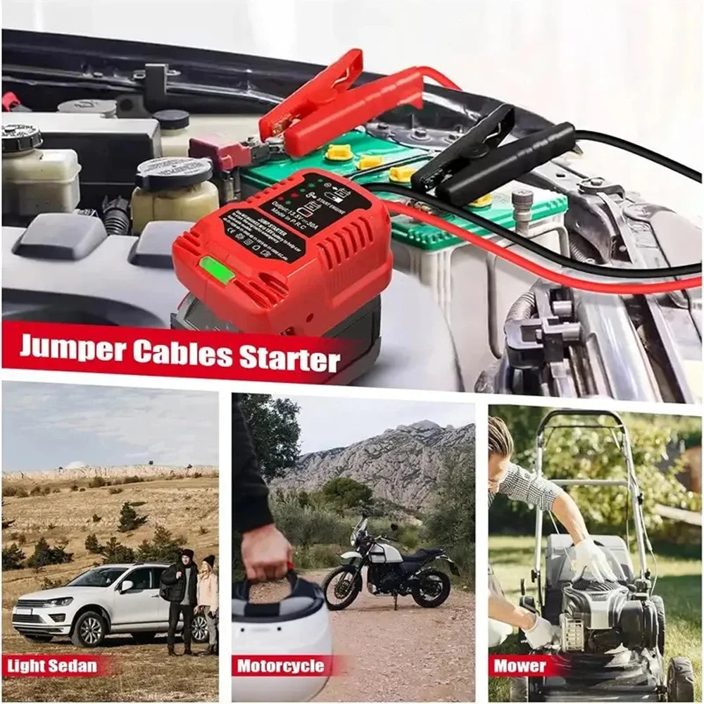 Jumper Cable Adapter for Auto Car Jump Starter, Heavy Duty Emergency Booster Cable, Compatible with 18V Batteries (No Battery)