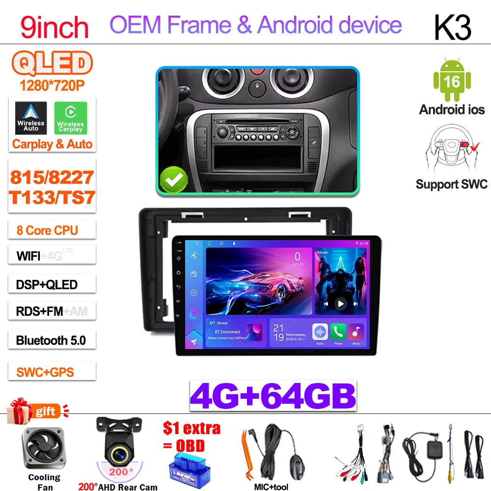 Android Car Stereo for Citroen C2 C3 2001-2010 GPS Navigation CarPlay - image 16