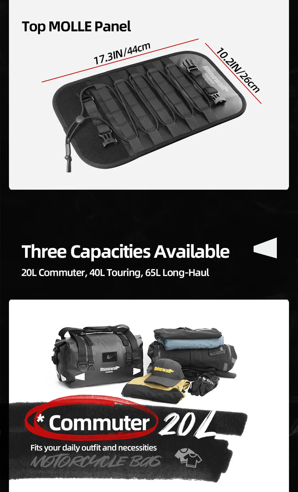 Rhinowalk Waterproof Motorcycle Saddle Bags 20-65L - image 11
