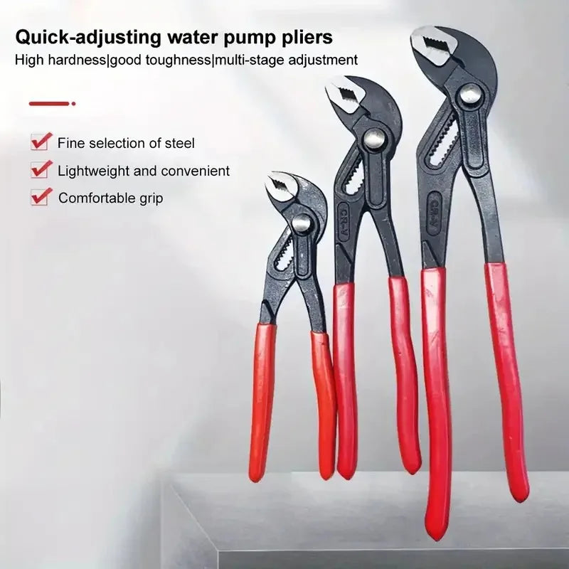 Quick-Release Water Pump Pliers Plumbing Pipe Wrench Large Opening Adjustable Clamp