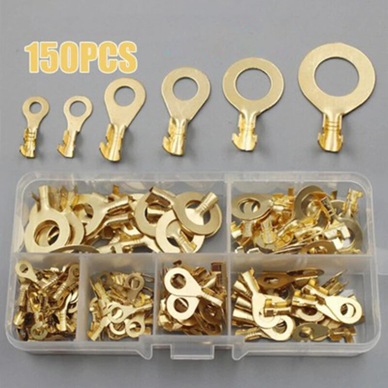 Non-insulated M3 M4 M5 M6 M8 M10 Ring Lug Copper Crimp Terminal Assortment Kit