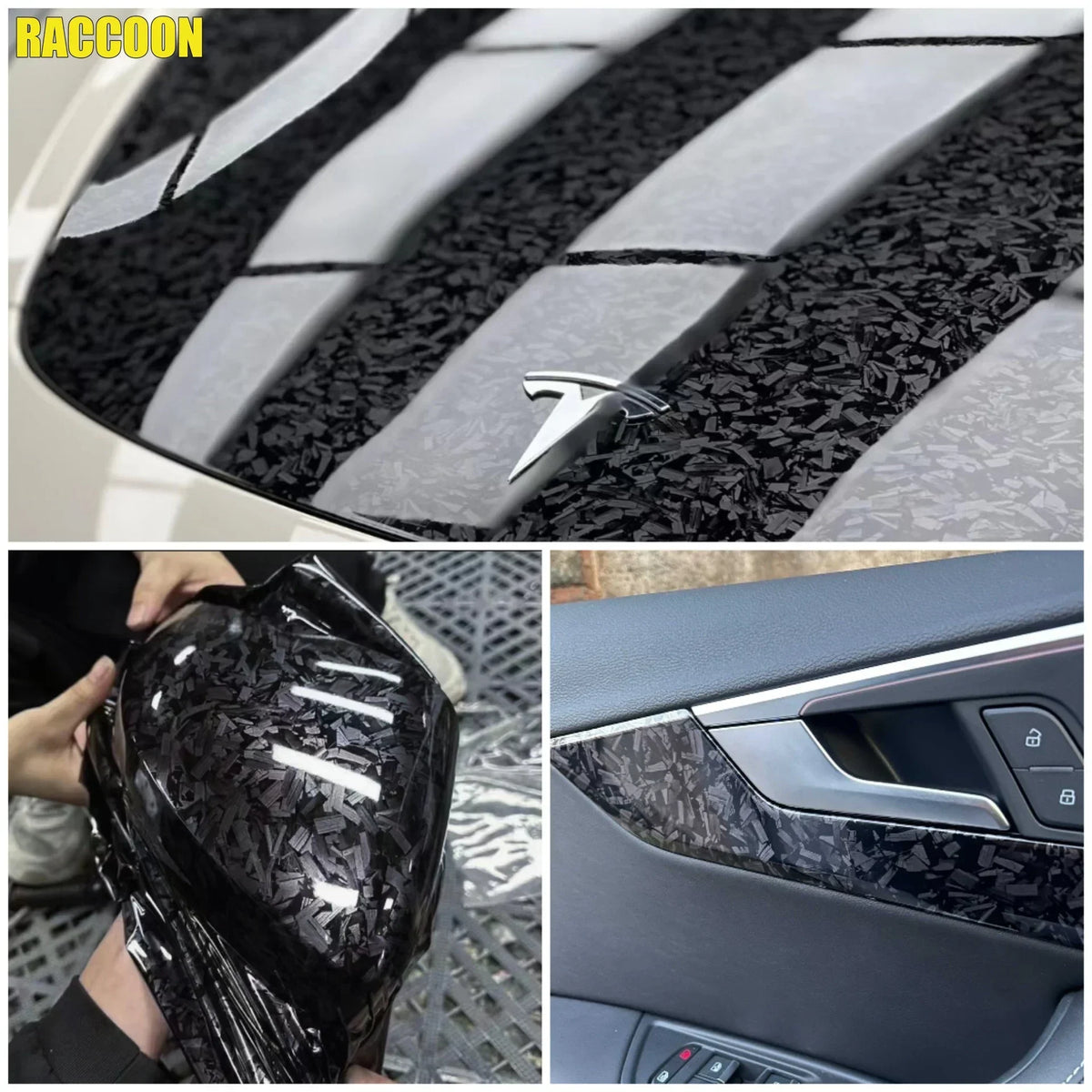 Glossy Black Forged Carbon Fiber Vinyl Wrap for Car & Motorcycle - image 2