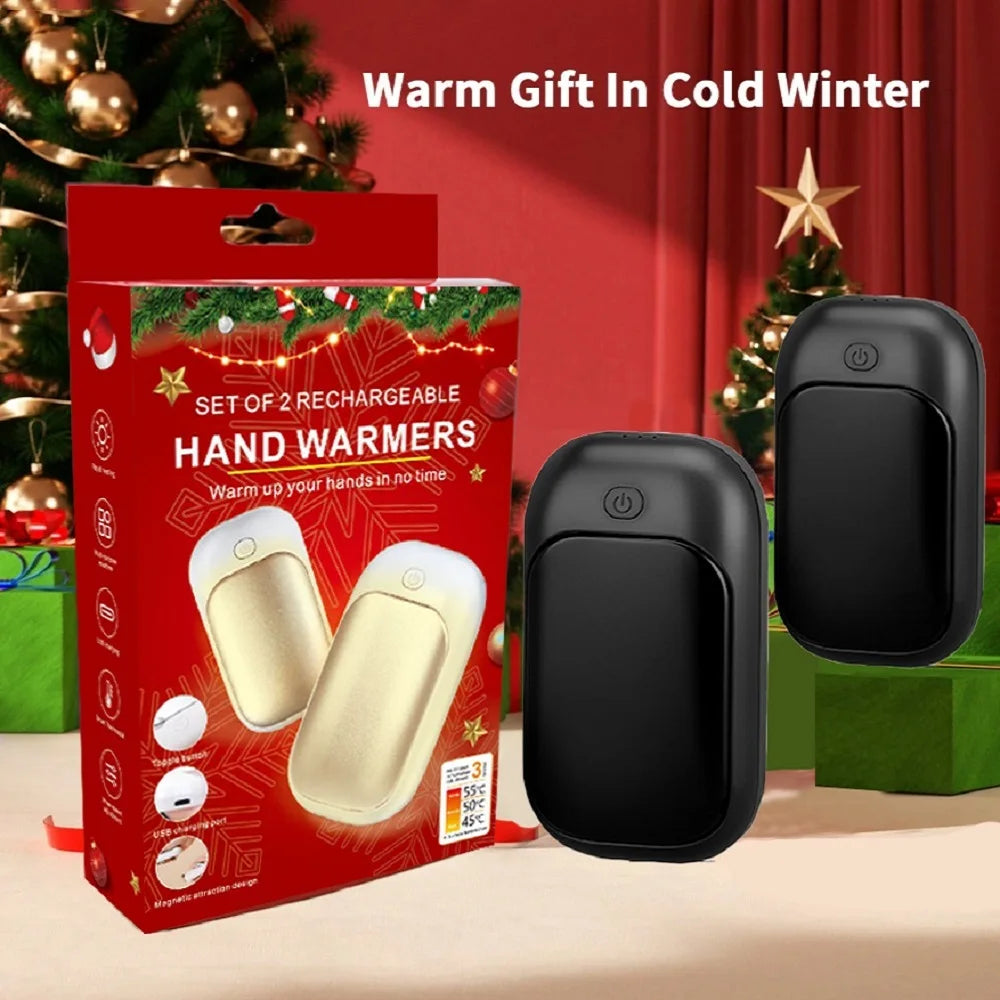 Magnetic Rechargeable Hand Warmer 2-Piece Set, 3 Heat Settings