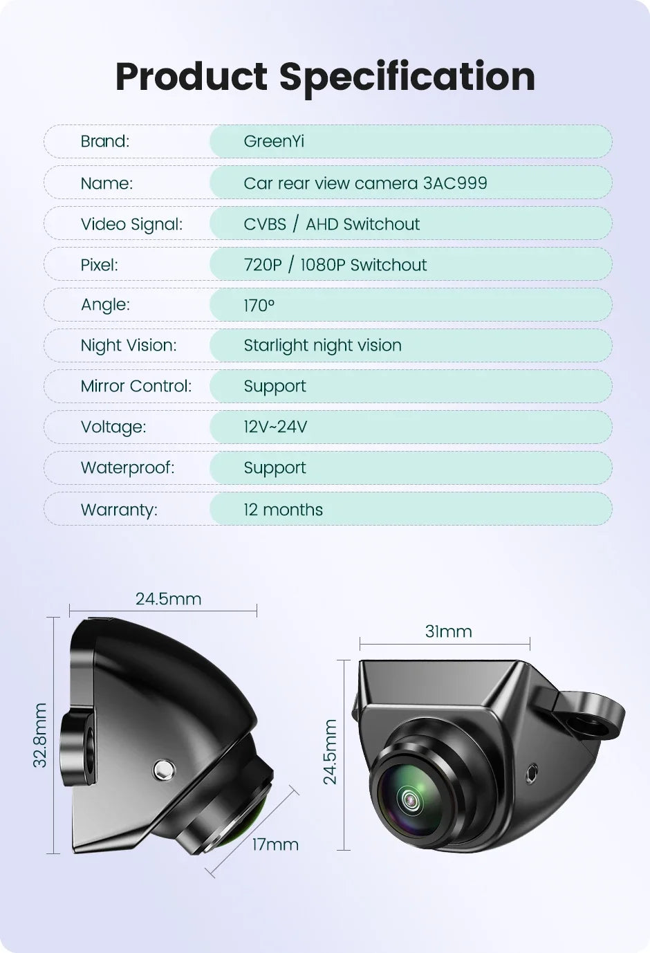 GreenYi 360° AHD 1080P Mini Backup Camera, Night Vision - image 29