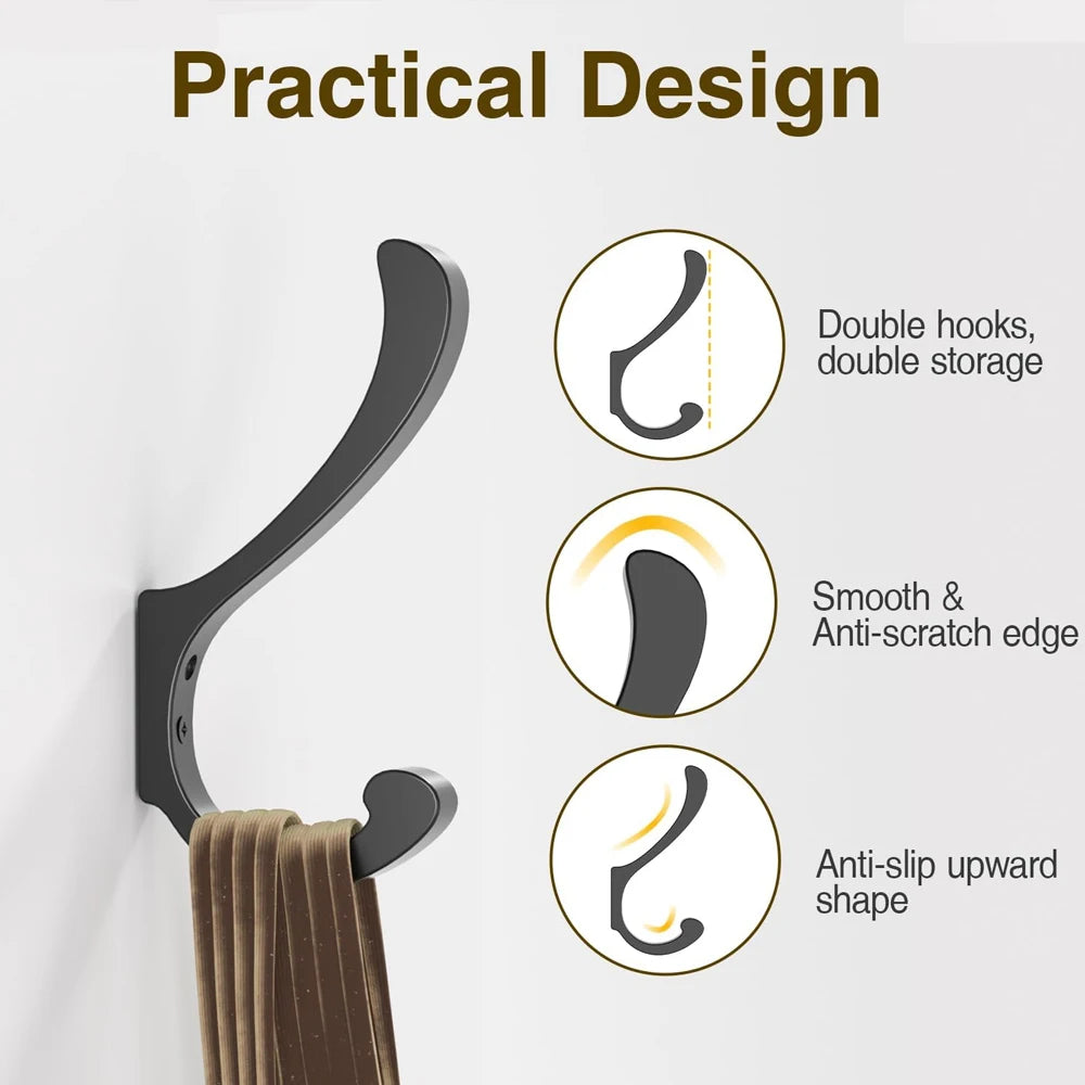 Heavy-Duty Black Metal Wall Hook – Coats & Backpacks