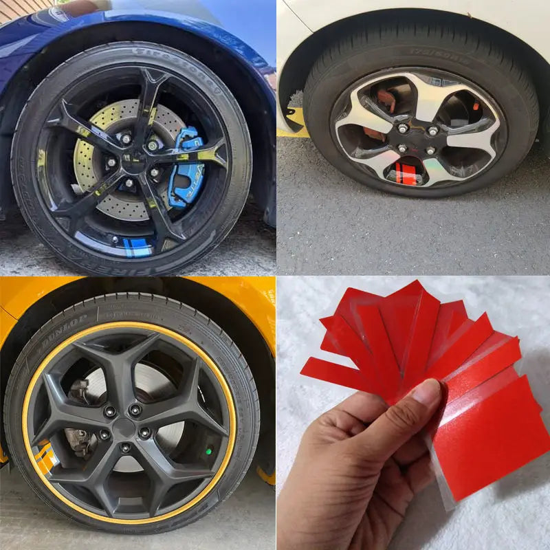 Reflective Wheel Rim Stripe Stickers, 7x10 cm Racing Decals