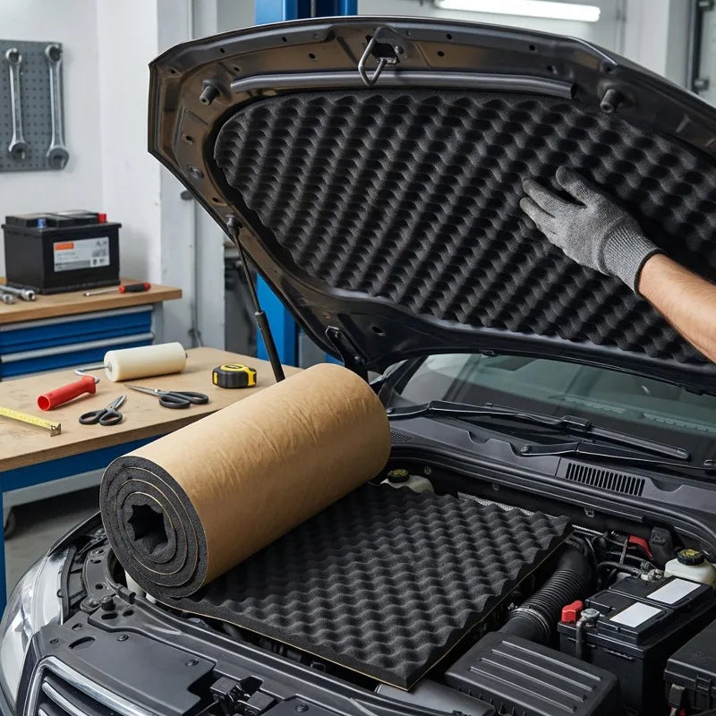 Self adhesive car sound insulation foam, hood and panel noise deadening mat