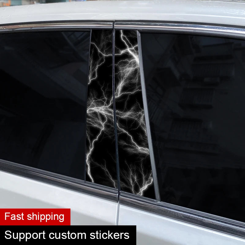 2pc Lightning B-Pillar Car Decals, Scratch Cover Vinyl Stickers - view 2