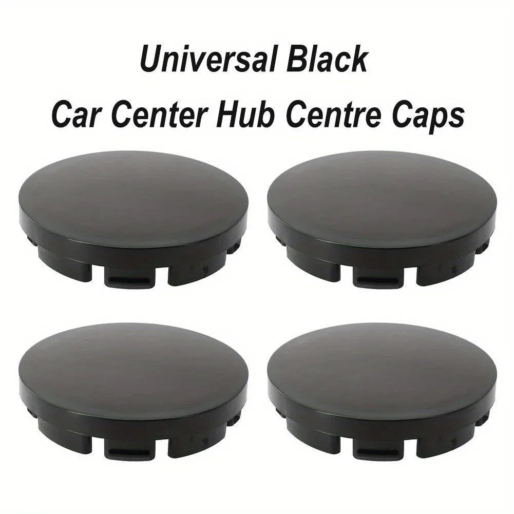 Wheel Center Caps, 55mm, Black ABS, Set of 4