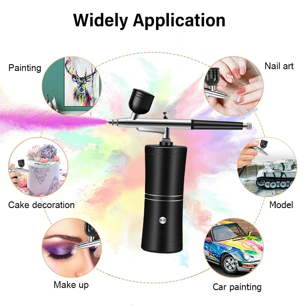 HOMEFISH Airbrush Painting Mini Spray Gun for Painting Wireless Electric Paint Gun Airbrush Kit with Compressor