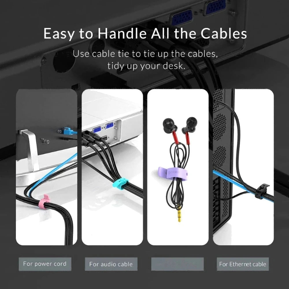 Reusable Silicone Cable Tie Straps, 4/12/20 Pack
