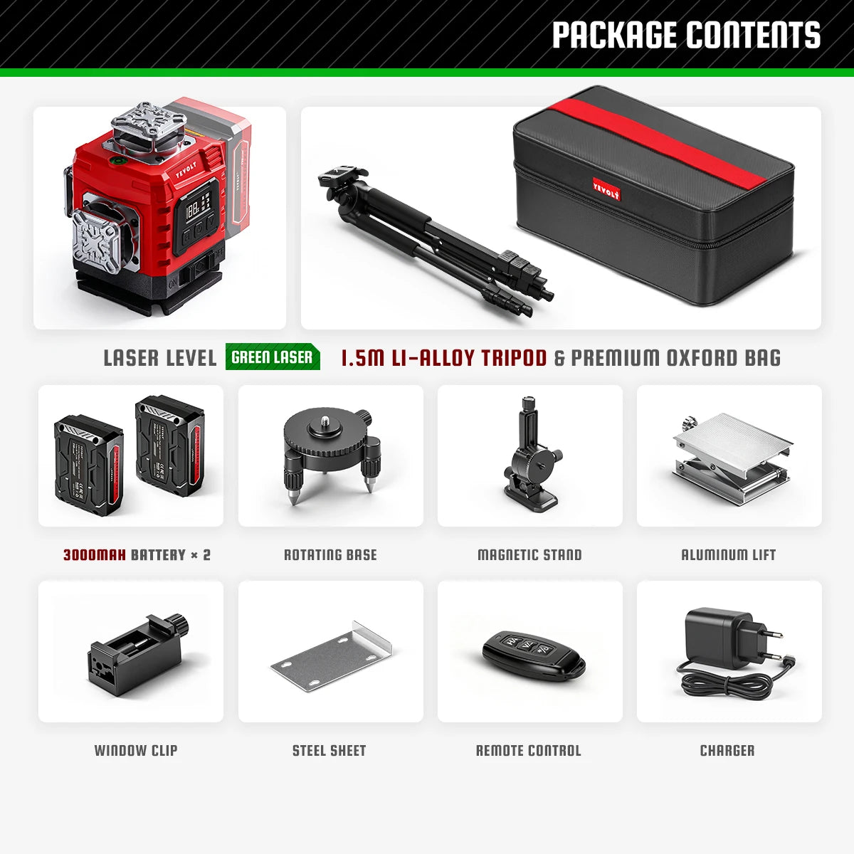 4D 360 Self Leveling Cross Line Laser Level with Tripod