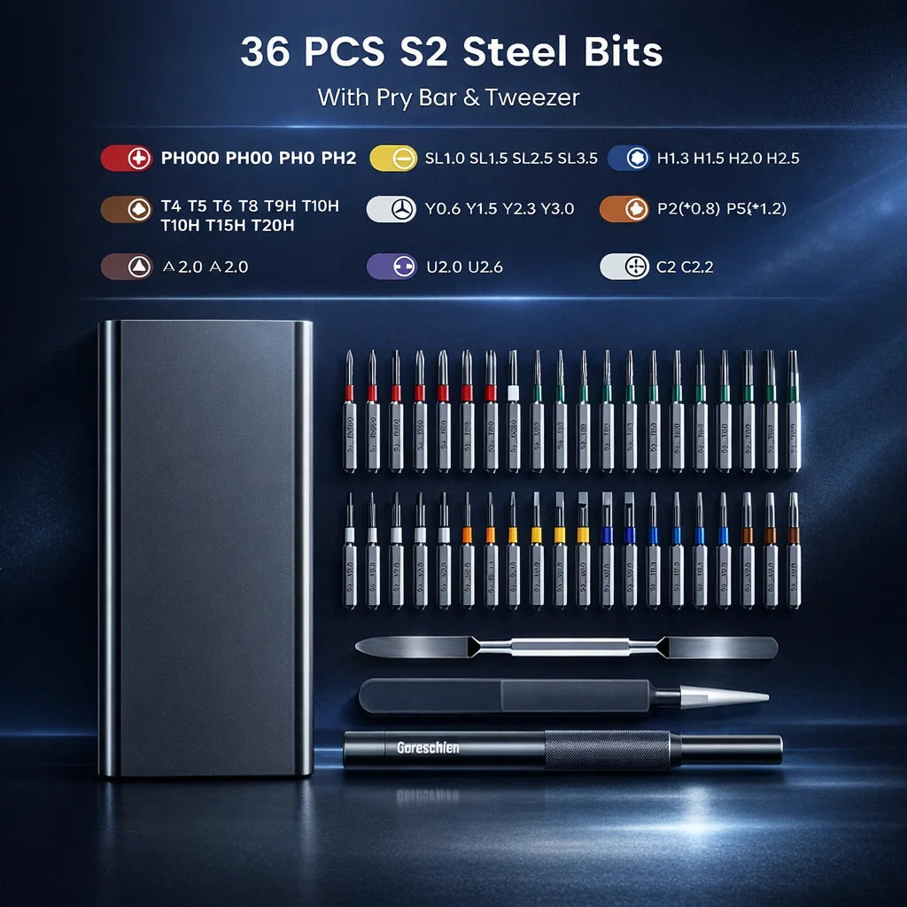 36-Bit S2 Precision Screwdriver Set – Magnetic Repair Kit