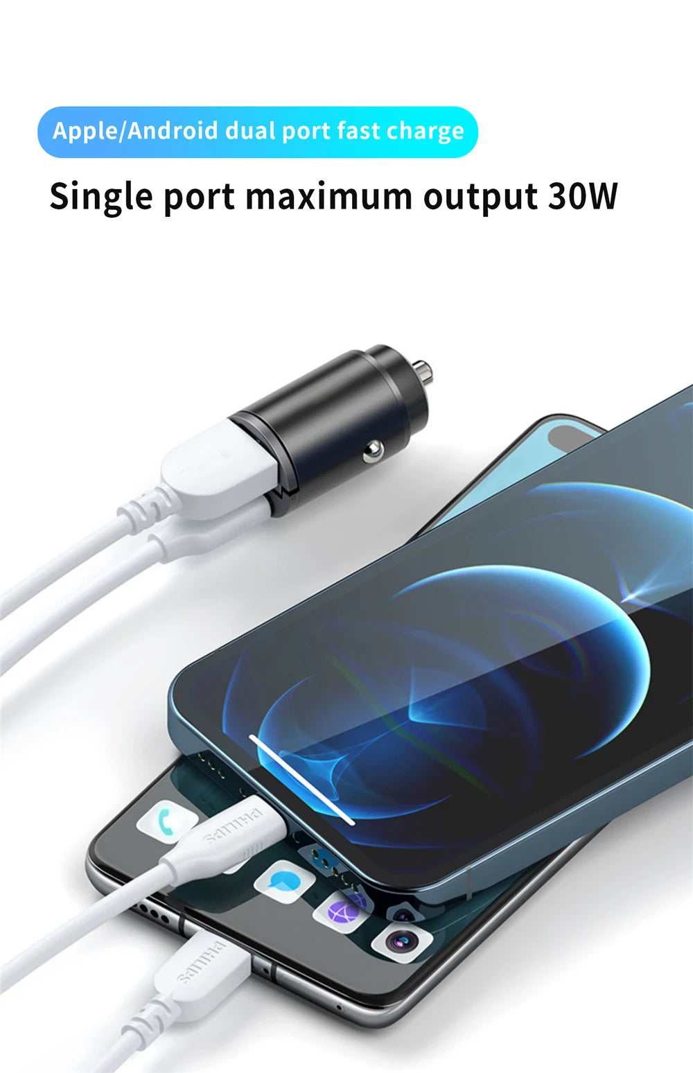 Dual USB Car Charger 30W Type-C & USB Fast Charging Adapter - image 12