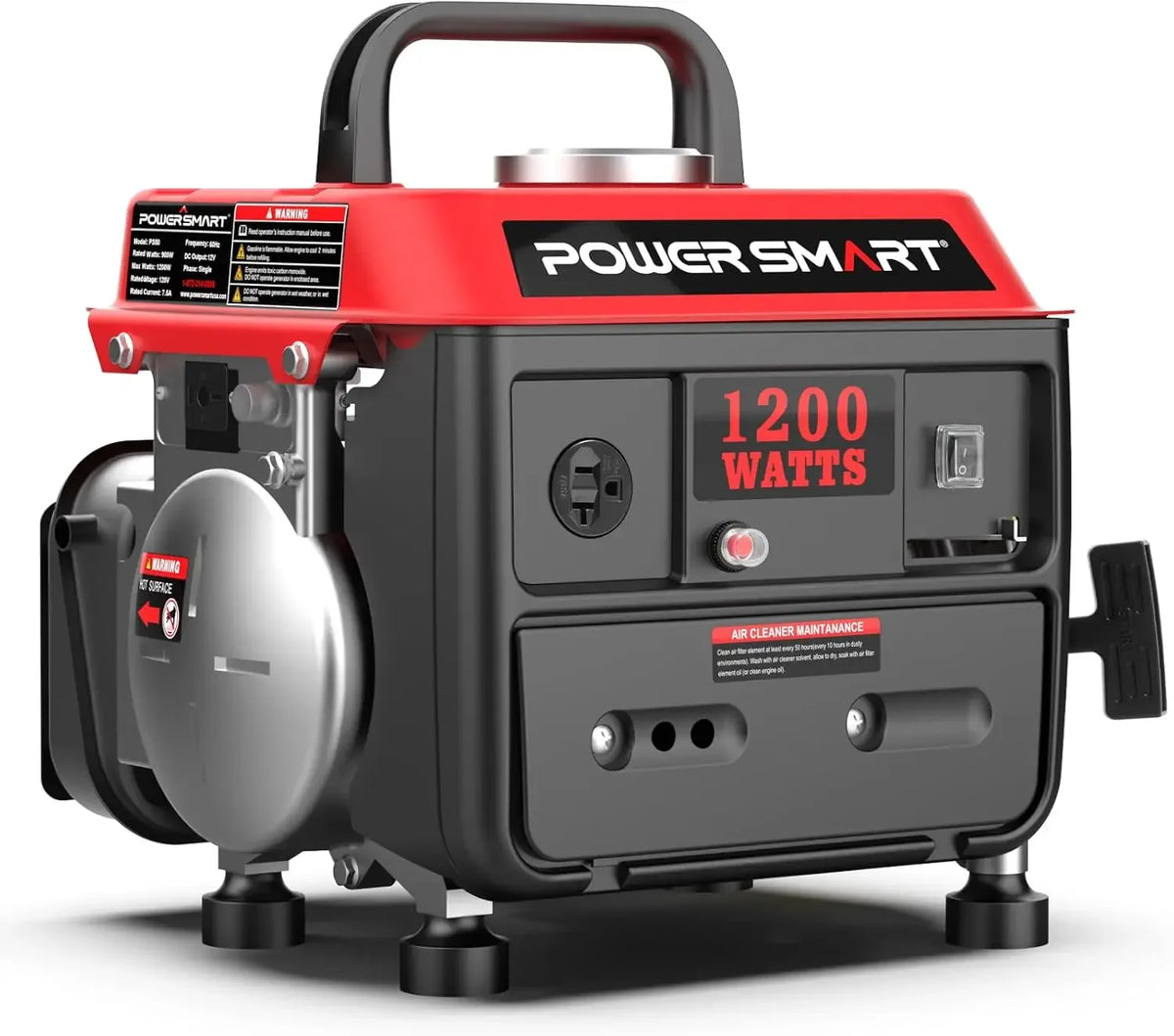 1200W Portable Gas Powered Generator, 71cc 2-Stroke Single Cylinder Engine, 900W Rated, Ultralight 39 lbs for Camping, Tailgatin