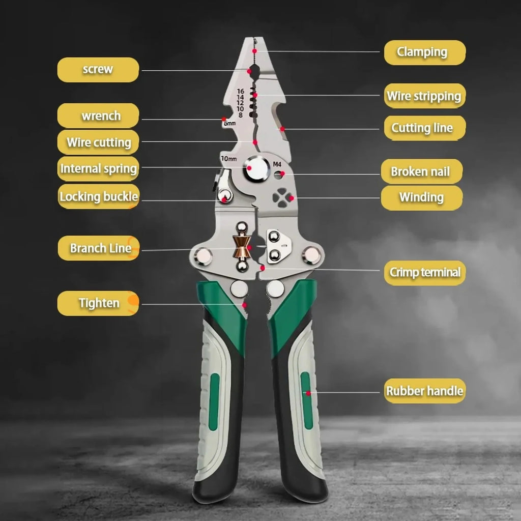 Foldable Wire Stripper Multi-Function Electrician Pliers Crimping Tool - image 5