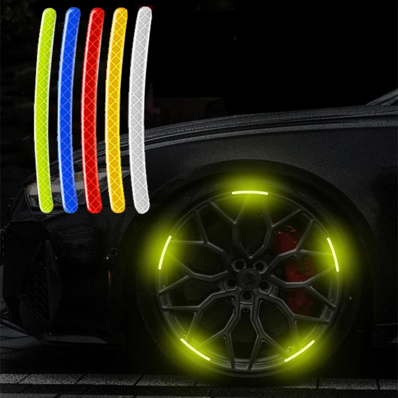 Reflective Stickers for Wheel Rims, Door Handles and Rear Bumper