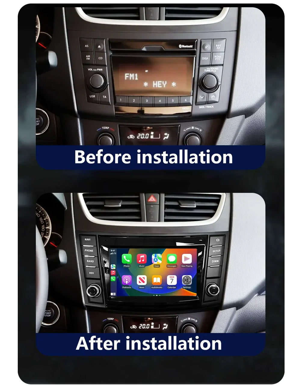 Suzuki Swift 2011-2016 Wireless CarPlay Android Auto 7" Player - image 2