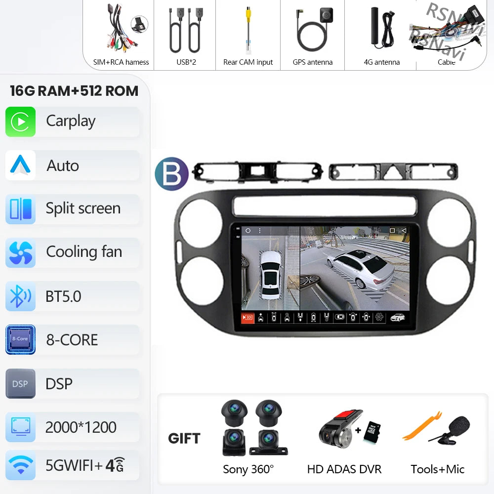 VW Tiguan 2006-2016 Android CarPlay Player 9" 2K QLED - image 15