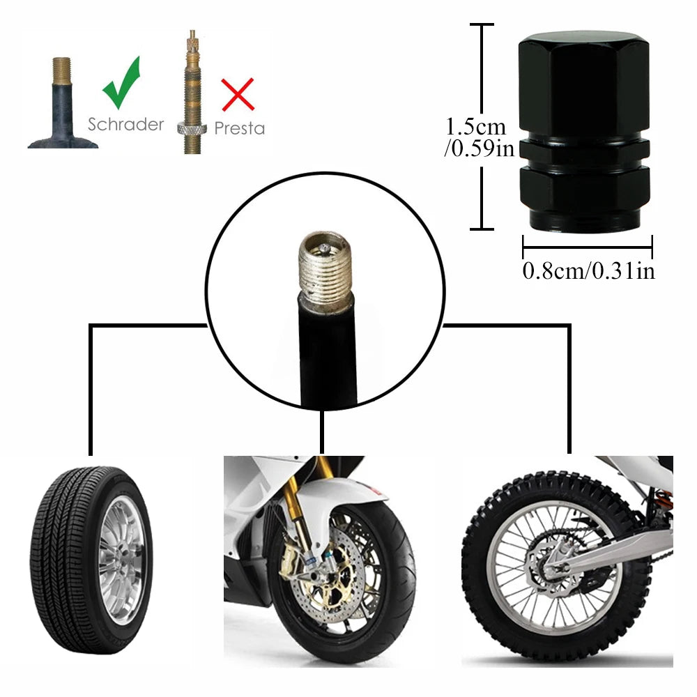 12-Pack Aluminum Tire Valve Caps Universal Fit for Cars & Motorcycles - image 4