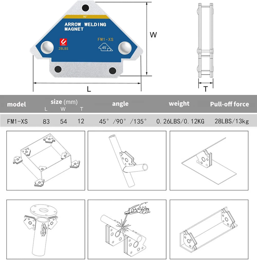 2 Pcs 12.5KG Magnetic Welding Holders, Angle Arrow Magnet Weld Positioner