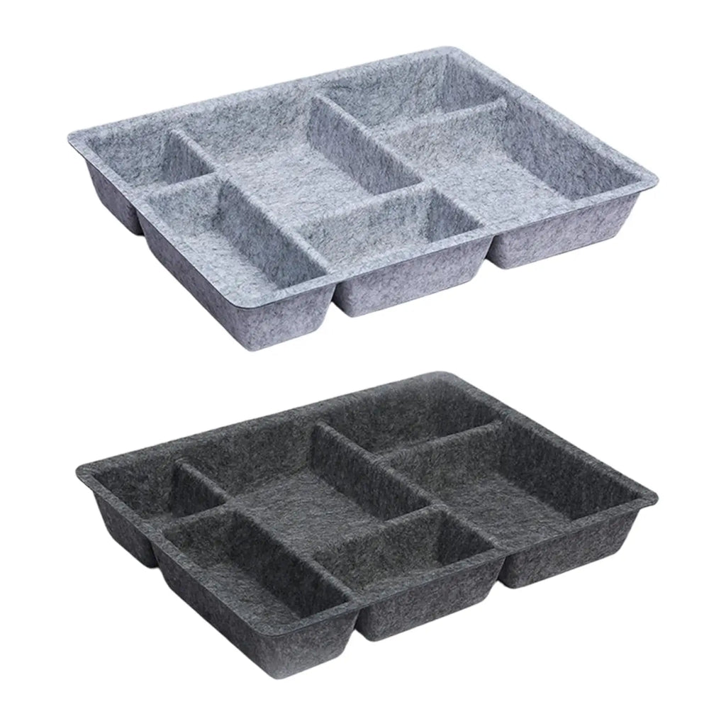 6-Compartment Felt Drawer Organizer Tray