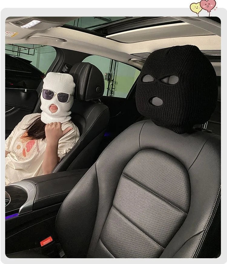 Funny Ski Mask Car Headrest Cover