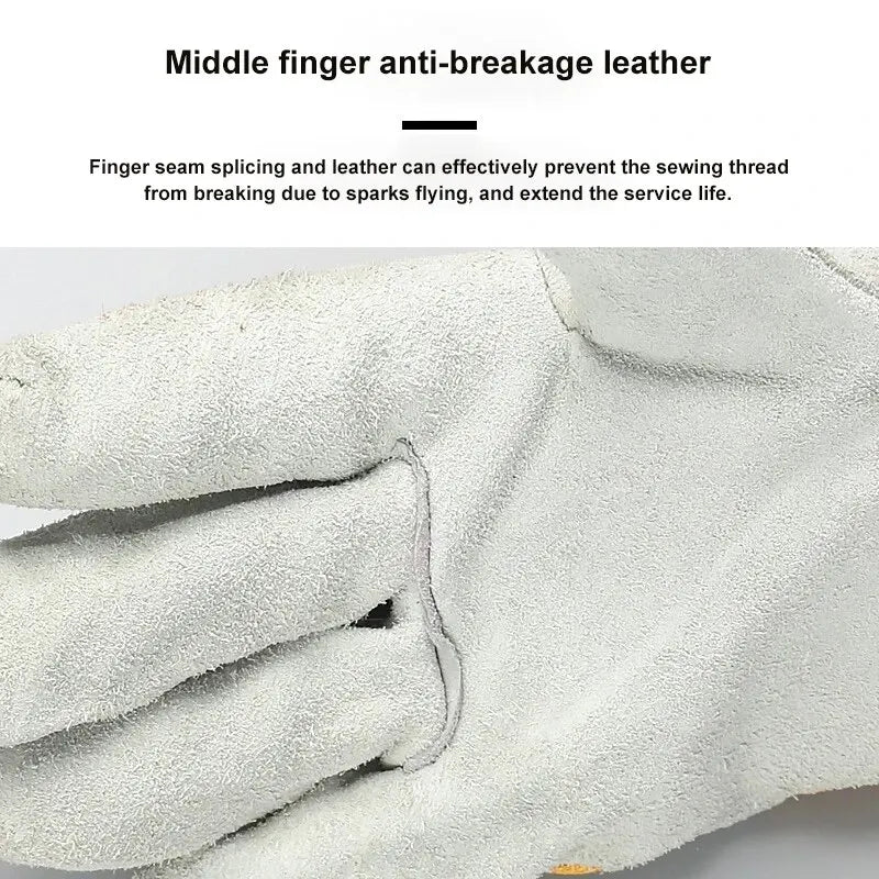 Full Palm Cowhide Welding Gloves, Thickened Wear-Resistant Insulated