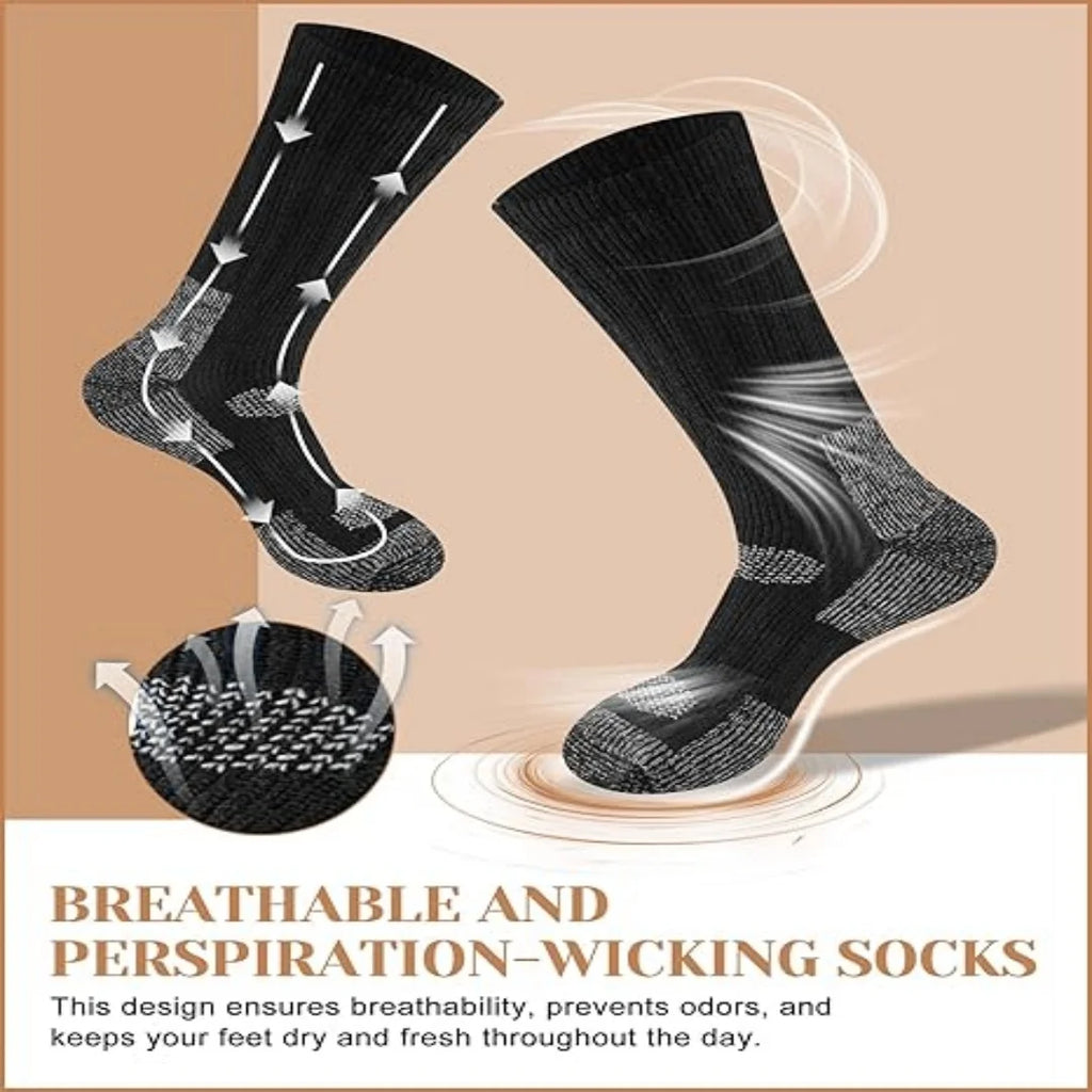 Merino Wool Thermal Boot Socks, 3 Pairs – Hiking & Work