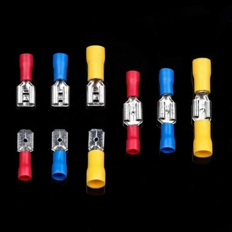 102/300pcs Cable Lug Kit Kit Wire Flat Female and Male Insulated Wire Cable Connector Crimp Terminal Kit