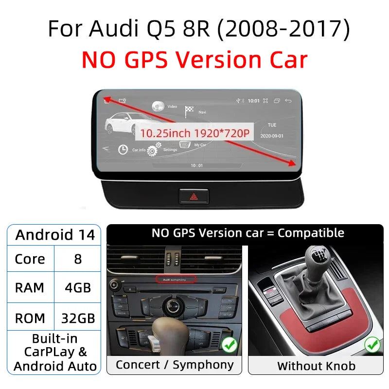 12.3-inch Android 14 Car Radio GPS WiFi CarPlay for Audi Q5 2008-2017 - image 10