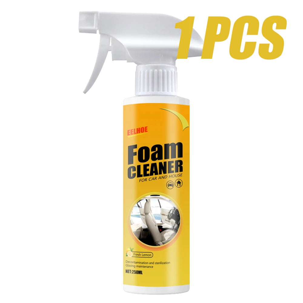 Multi-purpose foam cleaner spray for car interior and household surfaces