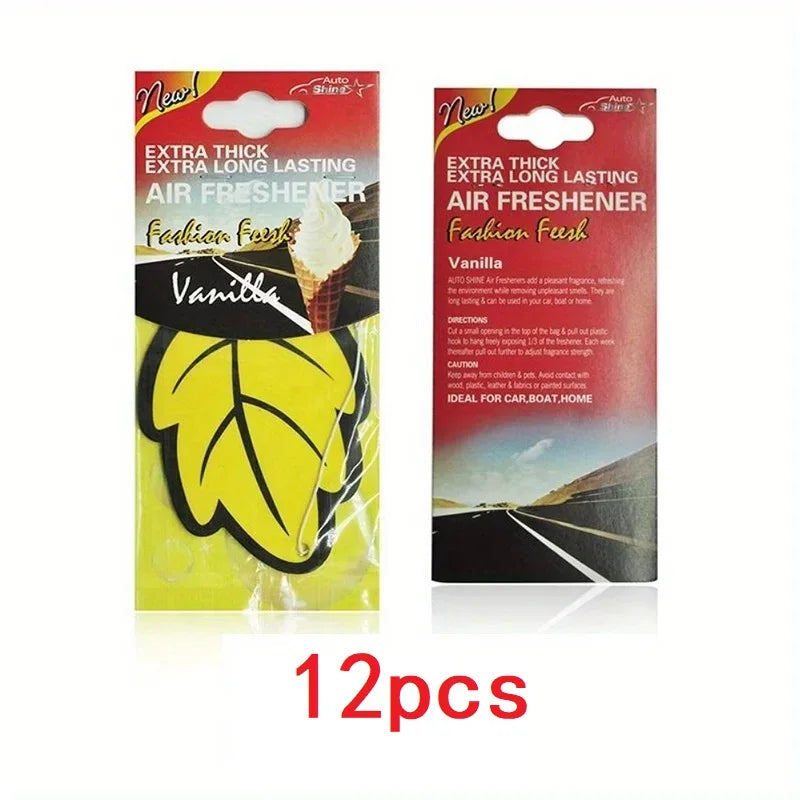 Vanilla Scented Paper Leaf Hanging Car Air Fresheners, 3-60 Pcs